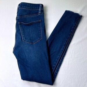 Abercrombie & Fitch Women High Rise Legging 25/0S Blue Raw Hem Classic Stretch